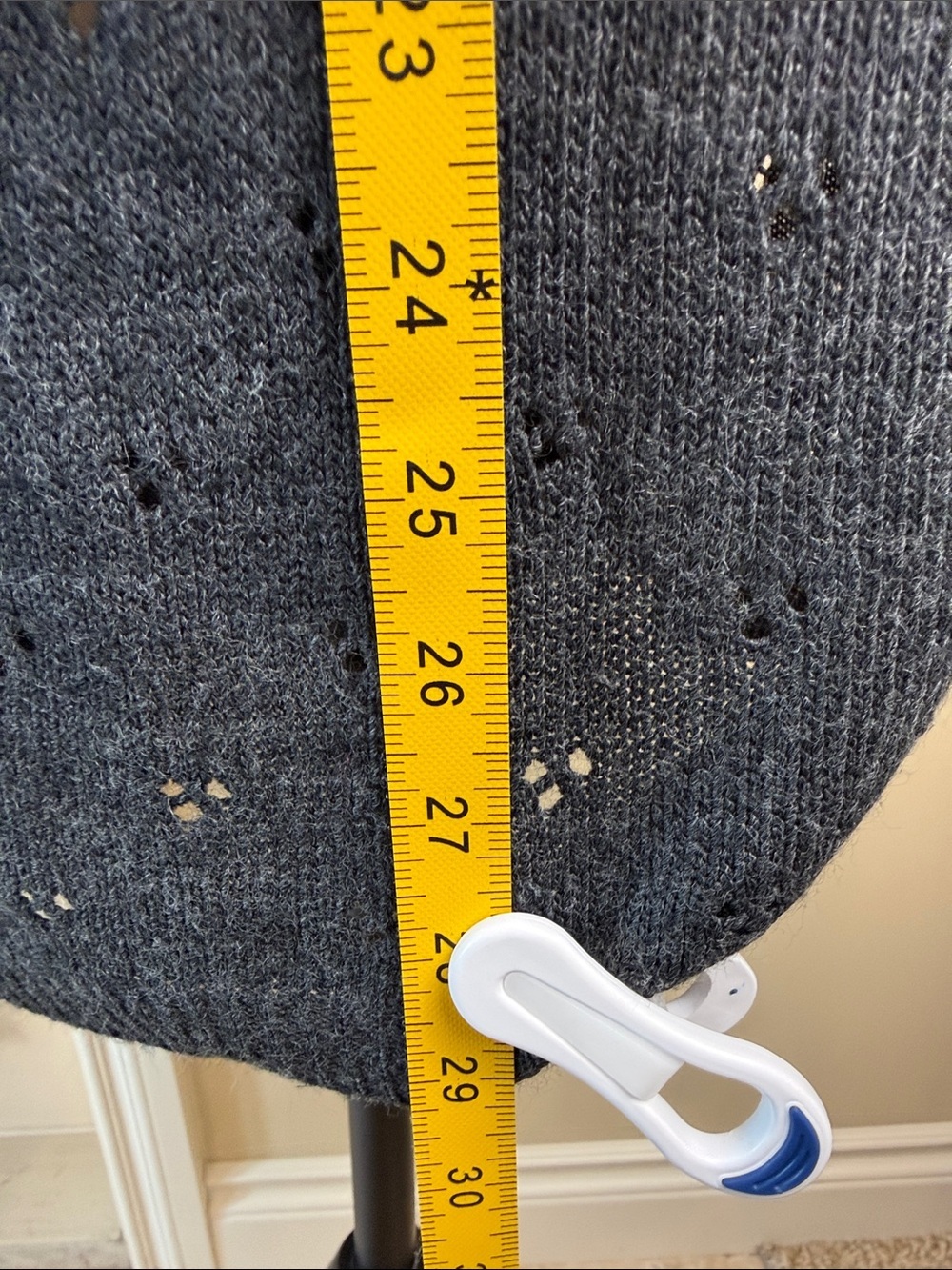 Made in Italy Wool Blend Sweater Dress Gray Empire Waist Balloon Sleeves - Picture 7 of 10